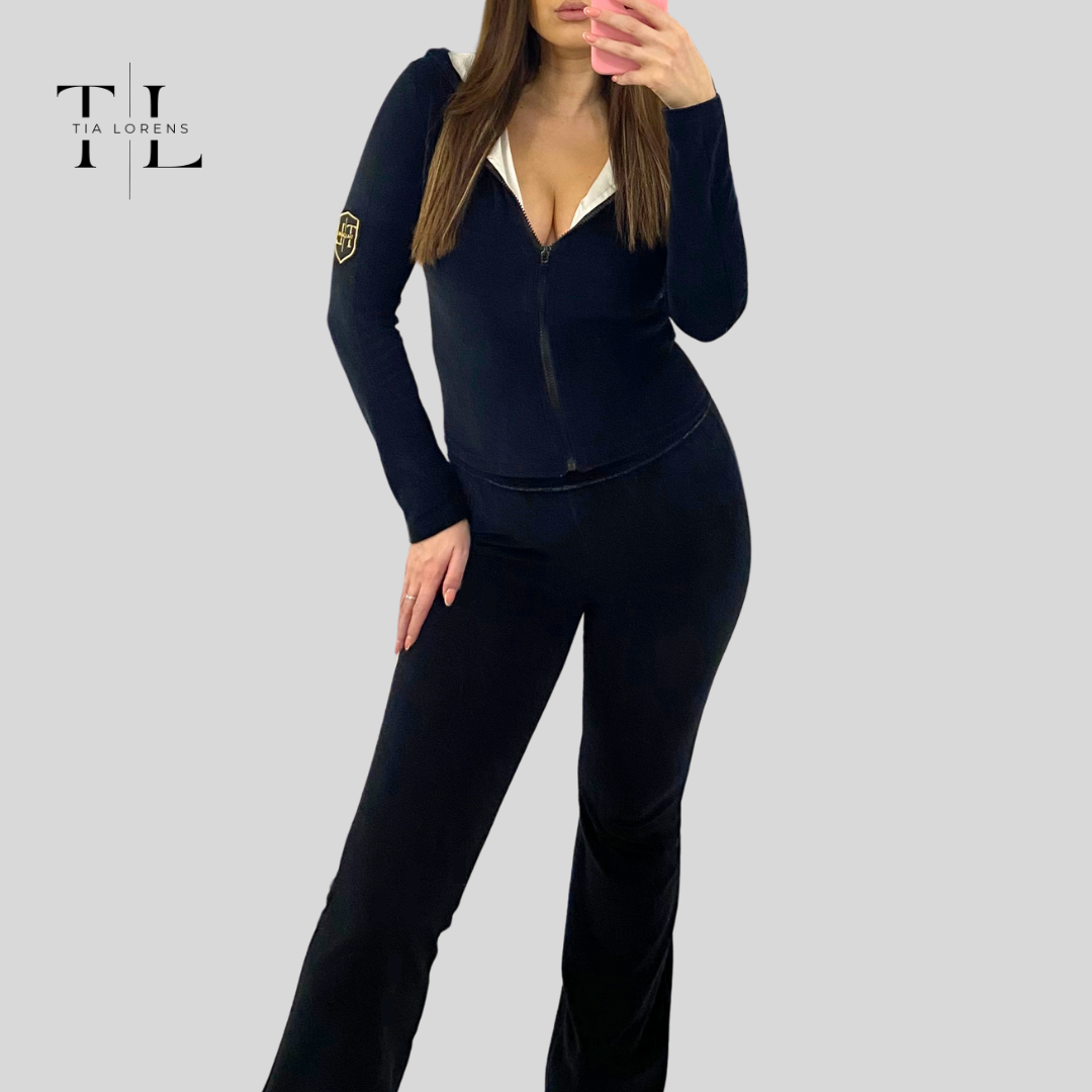 Tia Lorens Black Plush Tracksuit
