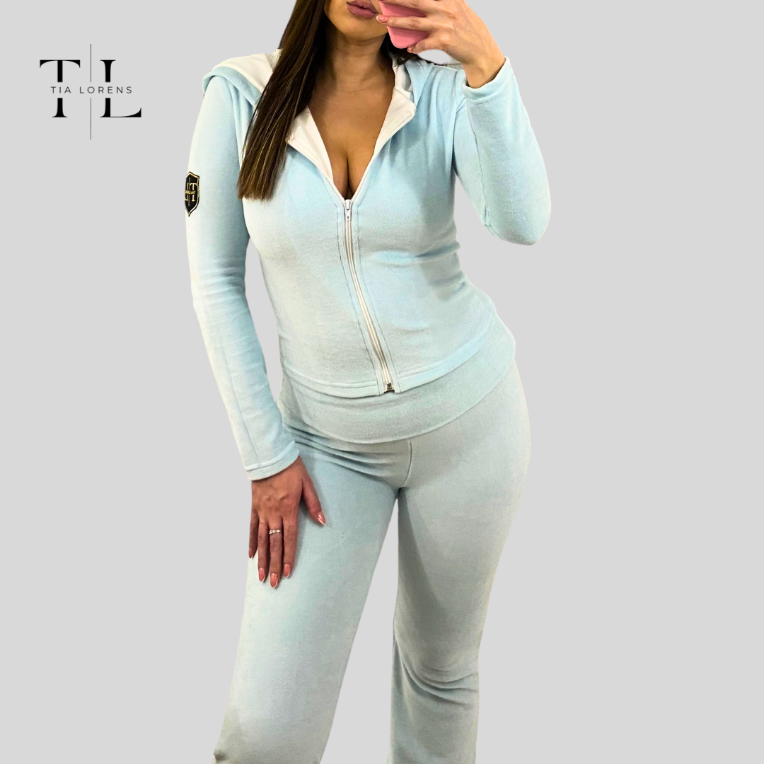 Tia Lorens Baby Blue Plush Tracksuit