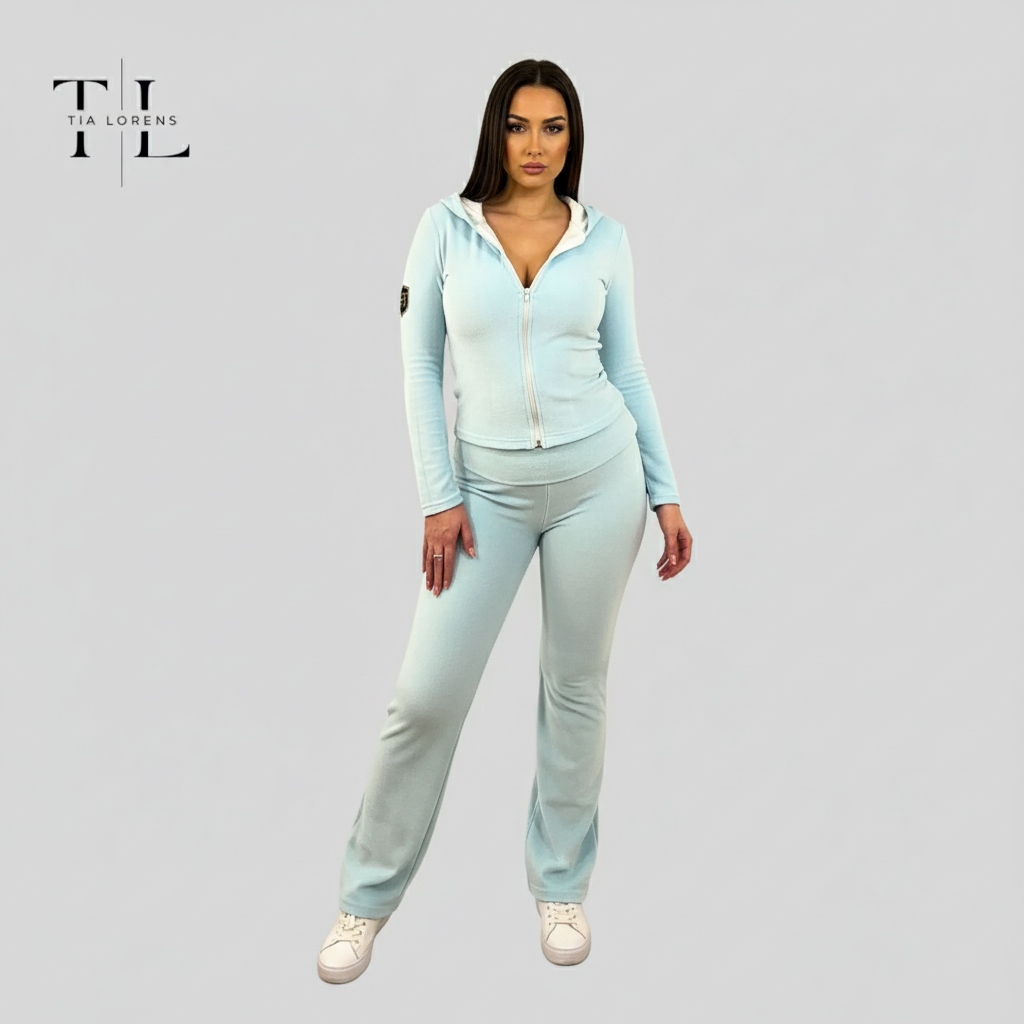 Tia Lorens Baby Blue Plush Tracksuit