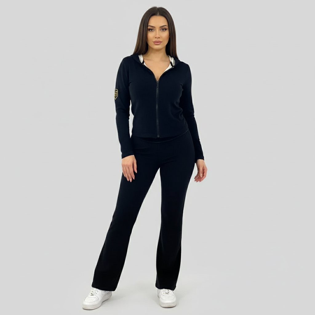 Tia Lorens Black Plush Tracksuit