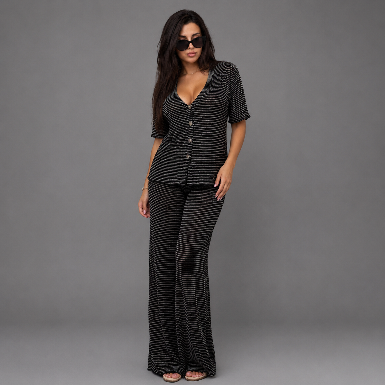 Tia Lorens Summer Knit Set - Black