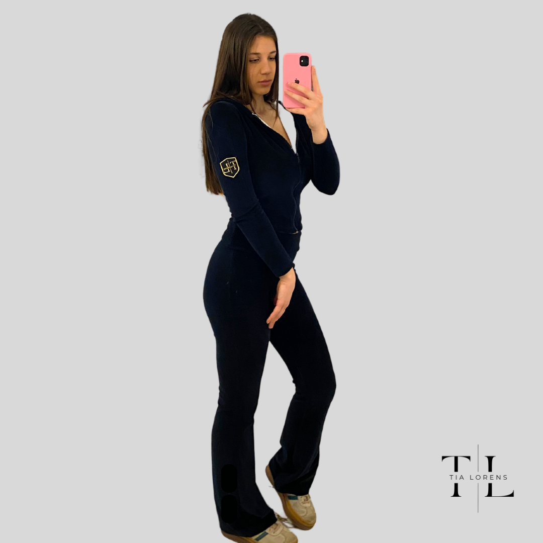 Tia Lorens Black Plush Tracksuit