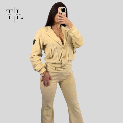 Tia Lorens Velvet Luxe Plush Set Beige
