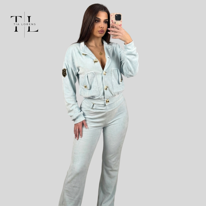 Tia Lorens Velvet Luxe Plush Set – Baby Blue