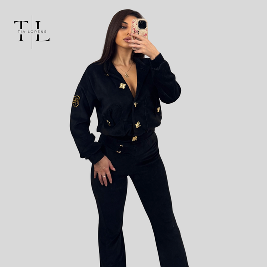 Tia Lorens Velvet Luxe Plush Set – Black