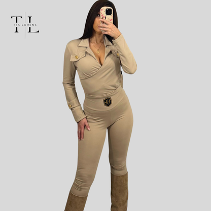 Tia Lorens Sculpt Luxe Lycra Set – Beige