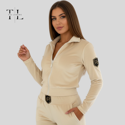 Tia Lorens Light Beige Luxe Tracksuit