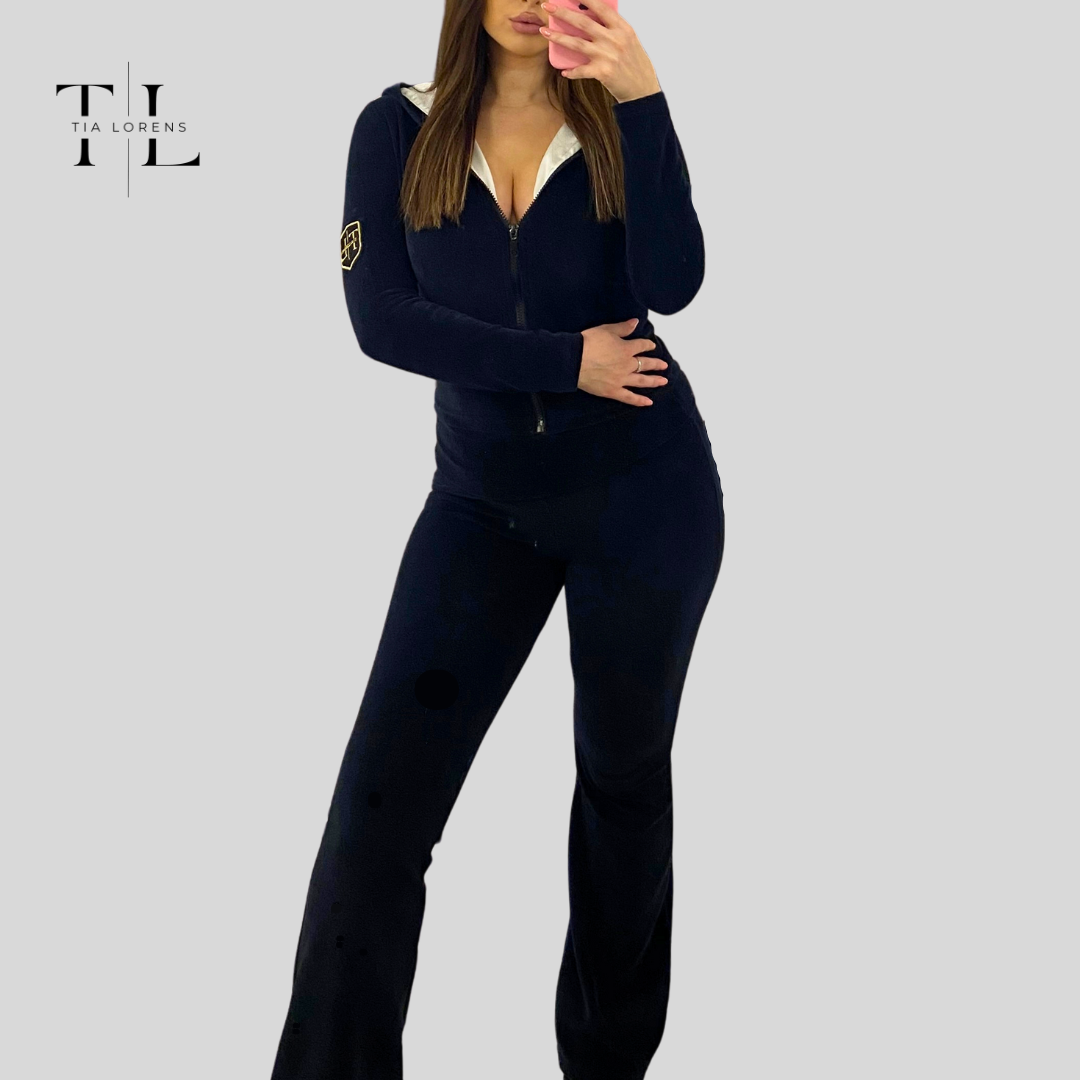 Tia Lorens Black Plush Tracksuit