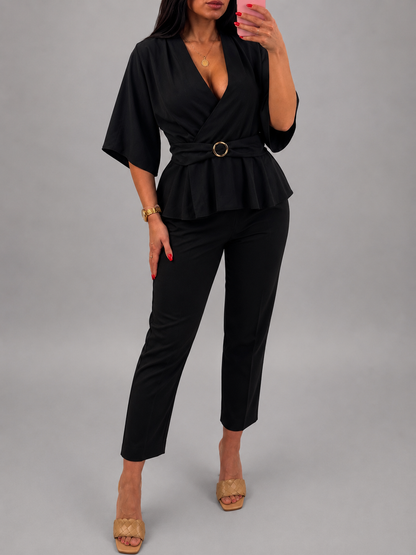 Tia Lorens Linen Viscose Set - Black