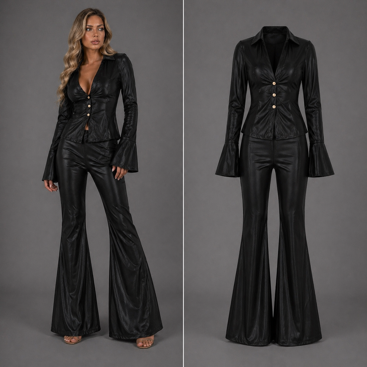 Tia Lorens Satin set Black