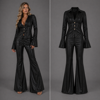 Tia Lorens Satin set Black