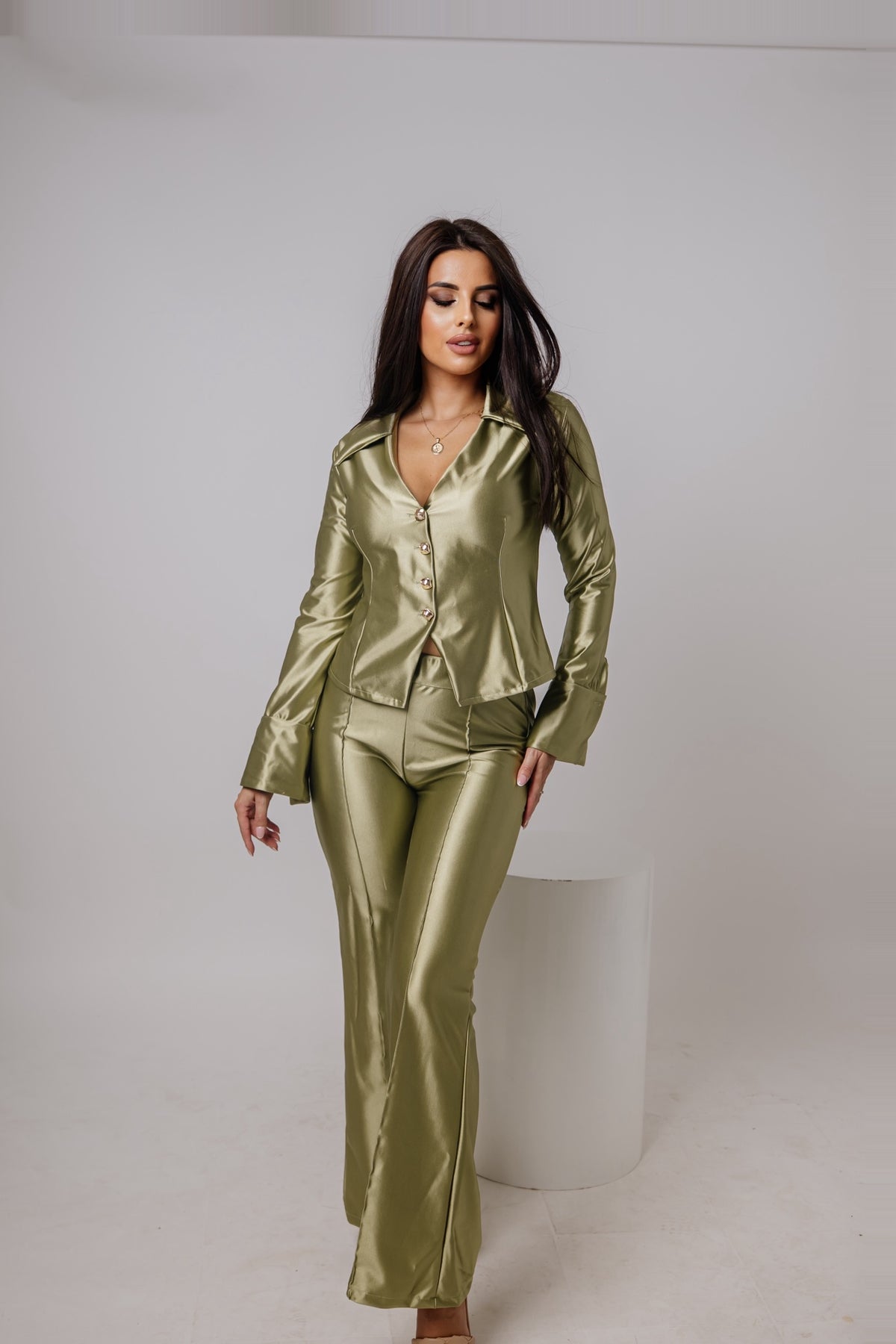 Satin Set – Olive Green